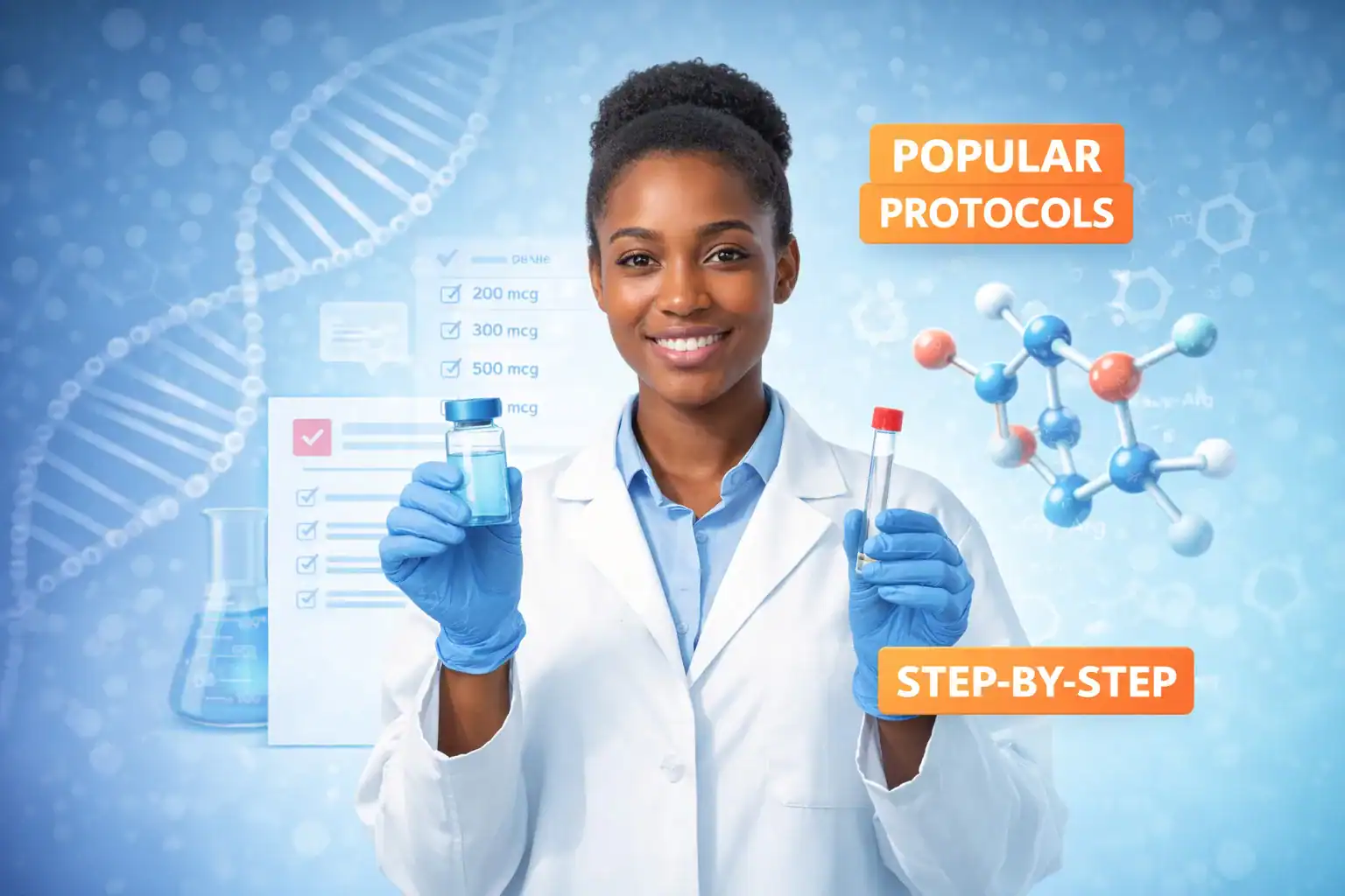 Peptide dosage protocol charts and reconstitution guides