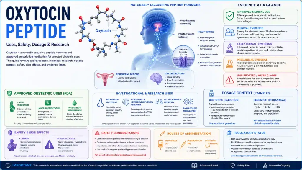 Oxytocin peptide uses safety dosage and research