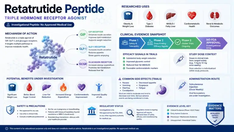 Retatrutide peptide uses safety dosage research
